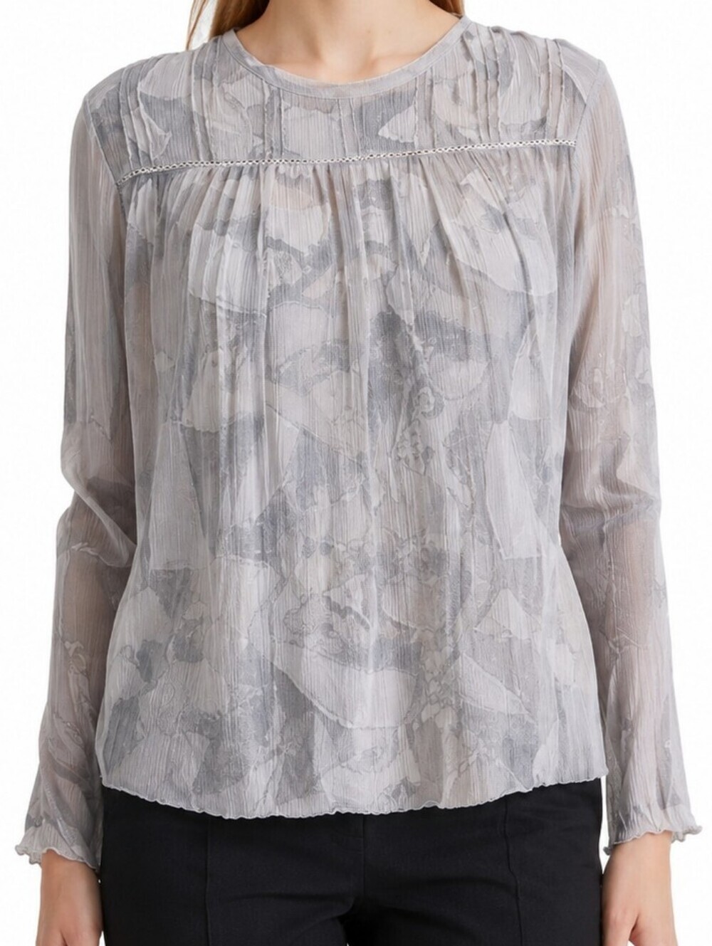 Aritzia Wilfred Le Fou Lourdes Silk Blouse Women Medium Grey Romantic